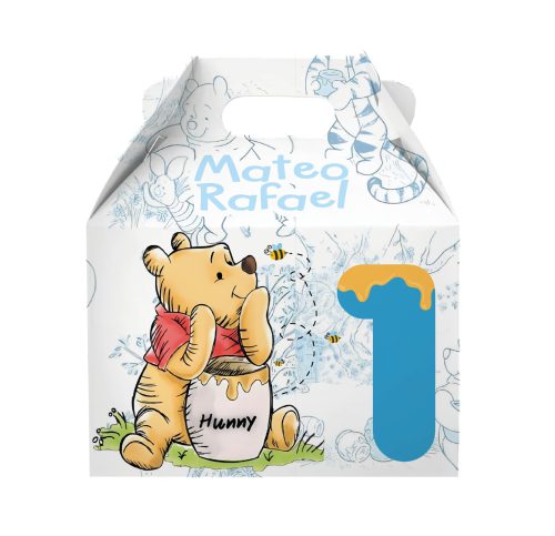 Caja Dulcera Chica Personalizada Winnie Pooh · Winnie Pooh Azul · Frente